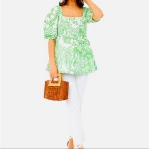 Tuckernuck Green Garden Nealy Blouse size Small